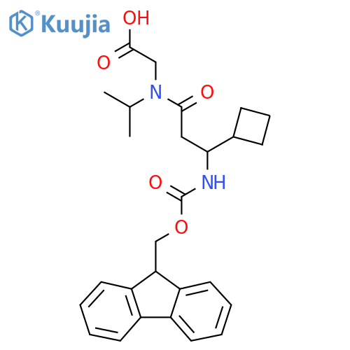 2-3-cyclobutyl-3-({(9H-fluoren-9-yl)methoxycarbonyl}amino)-N-(propan-2-yl)propanamidoacetic acid structure