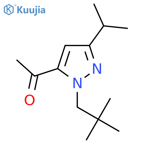 1-1-(2,2-dimethylpropyl)-3-(propan-2-yl)-1H-pyrazol-5-ylethan-1-one structure
