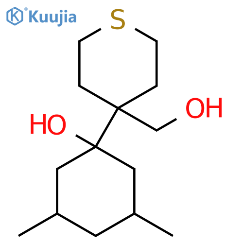1-4-(hydroxymethyl)thian-4-yl-3,5-dimethylcyclohexan-1-ol structure