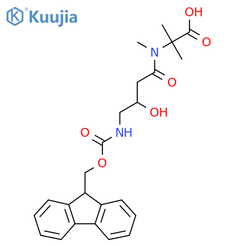 2-4-({(9H-fluoren-9-yl)methoxycarbonyl}amino)-3-hydroxy-N-methylbutanamido-2-methylpropanoic acid structure