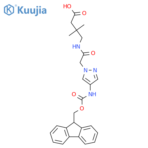 4-{2-4-({(9H-fluoren-9-yl)methoxycarbonyl}amino)-1H-pyrazol-1-ylacetamido}-3,3-dimethylbutanoic acid structure