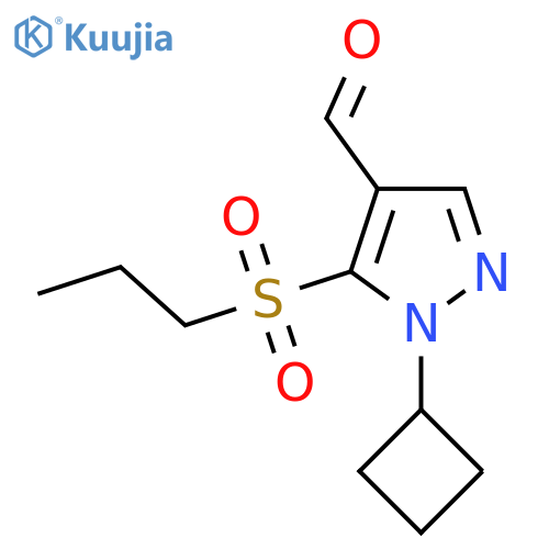 1-cyclobutyl-5-(propane-1-sulfonyl)-1H-pyrazole-4-carbaldehyde structure