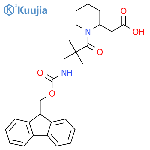 2-{1-3-({(9H-fluoren-9-yl)methoxycarbonyl}amino)-2,2-dimethylpropanoylpiperidin-2-yl}acetic acid structure
