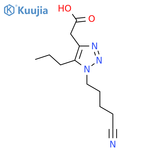 2-1-(4-cyanobutyl)-5-propyl-1H-1,2,3-triazol-4-ylacetic acid structure