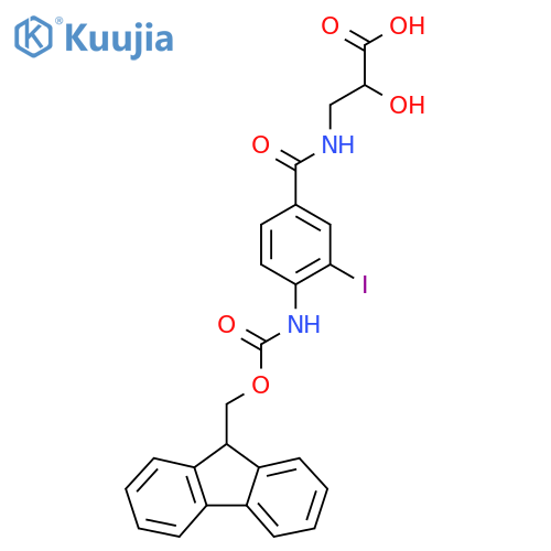 3-{4-({(9H-fluoren-9-yl)methoxycarbonyl}amino)-3-iodophenylformamido}-2-hydroxypropanoic acid structure