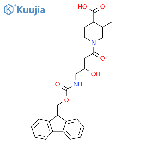 1-4-({(9H-fluoren-9-yl)methoxycarbonyl}amino)-3-hydroxybutanoyl-3-methylpiperidine-4-carboxylic acid structure