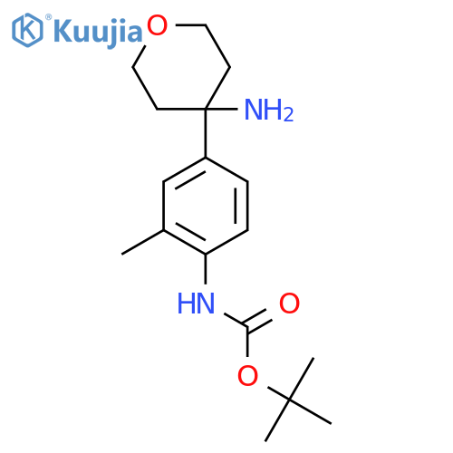 tert-butyl N-4-(4-aminooxan-4-yl)-2-methylphenylcarbamate structure