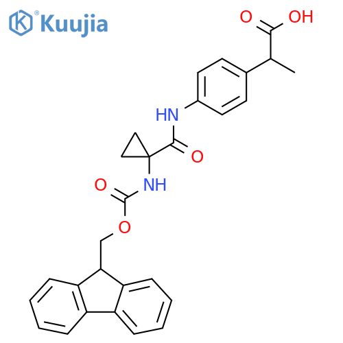 2-{4-1-({(9H-fluoren-9-yl)methoxycarbonyl}amino)cyclopropaneamidophenyl}propanoic acid structure