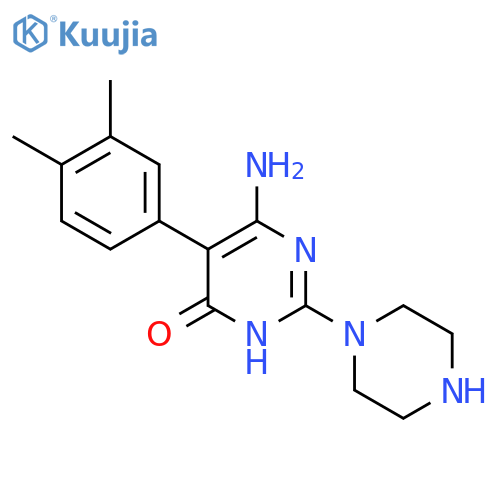 6-Amino-5-(3,4-dimethylphenyl)-2-(piperazin-1-yl)-3,4-dihydropyrimidin-4-one structure