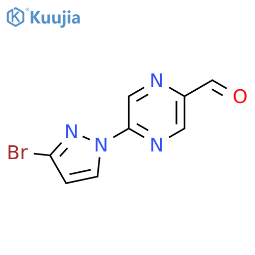 5-(3-bromo-1H-pyrazol-1-yl)pyrazine-2-carbaldehyde structure