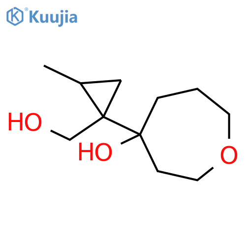 4-1-(hydroxymethyl)-2-methylcyclopropyloxepan-4-ol structure