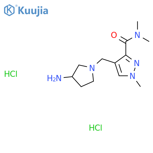 4-(3-aminopyrrolidin-1-yl)methyl-N,N,1-trimethyl-1H-pyrazole-3-carboxamide dihydrochloride structure
