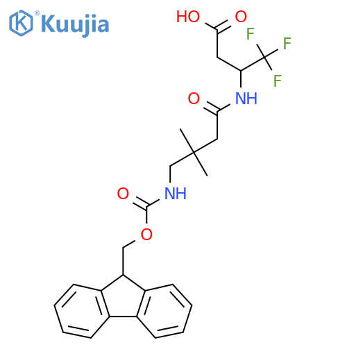 3-4-({(9H-fluoren-9-yl)methoxycarbonyl}amino)-3,3-dimethylbutanamido-4,4,4-trifluorobutanoic acid structure