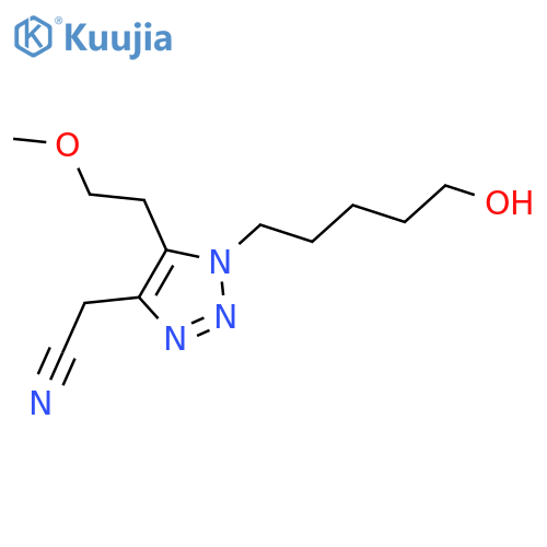 2-1-(5-hydroxypentyl)-5-(2-methoxyethyl)-1H-1,2,3-triazol-4-ylacetonitrile structure