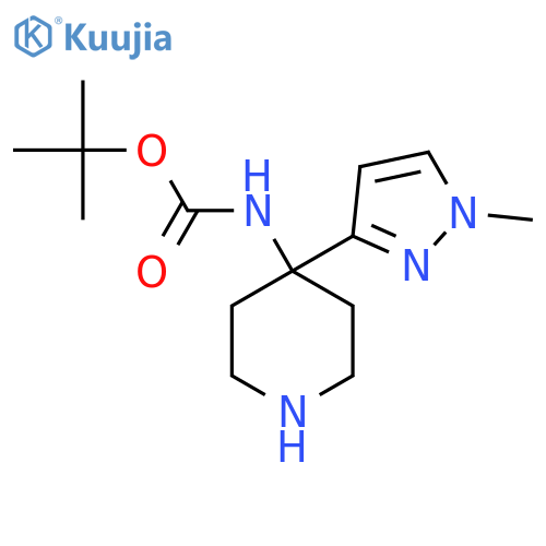 tert-butyl N-4-(1-methyl-1H-pyrazol-3-yl)piperidin-4-ylcarbamate structure