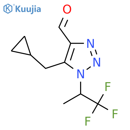 5-(cyclopropylmethyl)-1-(1,1,1-trifluoropropan-2-yl)-1H-1,2,3-triazole-4-carbaldehyde structure