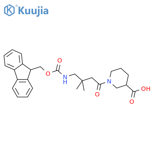 1-4-({(9H-fluoren-9-yl)methoxycarbonyl}amino)-3,3-dimethylbutanoylpiperidine-3-carboxylic acid structure