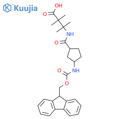 3-{3-({(9H-fluoren-9-yl)methoxycarbonyl}amino)cyclopentylformamido}-2,2,3-trimethylbutanoic acid structure
