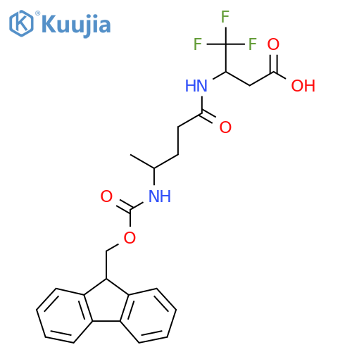 3-4-({(9H-fluoren-9-yl)methoxycarbonyl}amino)pentanamido-4,4,4-trifluorobutanoic acid structure