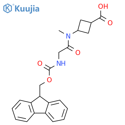 3-2-({(9H-fluoren-9-yl)methoxycarbonyl}amino)-N-methylacetamidocyclobutane-1-carboxylic acid structure