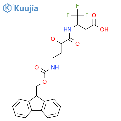 3-4-({(9H-fluoren-9-yl)methoxycarbonyl}amino)-2-methoxybutanamido-4,4,4-trifluorobutanoic acid structure