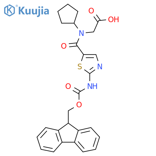 2-{N-cyclopentyl-1-2-({(9H-fluoren-9-yl)methoxycarbonyl}amino)-1,3-thiazol-5-ylformamido}acetic acid structure