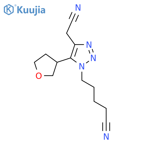 5-4-(cyanomethyl)-5-(oxolan-3-yl)-1H-1,2,3-triazol-1-ylpentanenitrile structure