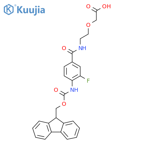 2-(2-{4-({(9H-fluoren-9-yl)methoxycarbonyl}amino)-3-fluorophenylformamido}ethoxy)acetic acid structure