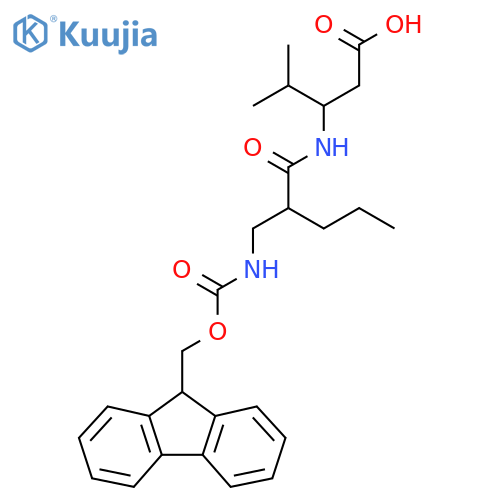 3-{2-({(9H-fluoren-9-yl)methoxycarbonyl}amino)methylpentanamido}-4-methylpentanoic acid structure
