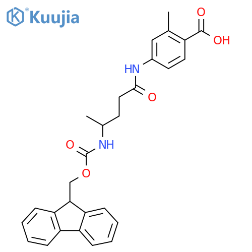 4-4-({(9H-fluoren-9-yl)methoxycarbonyl}amino)pentanamido-2-methylbenzoic acid structure