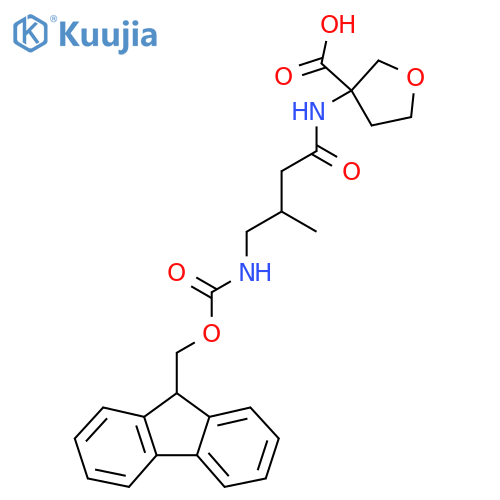 3-4-({(9H-fluoren-9-yl)methoxycarbonyl}amino)-3-methylbutanamidooxolane-3-carboxylic acid structure