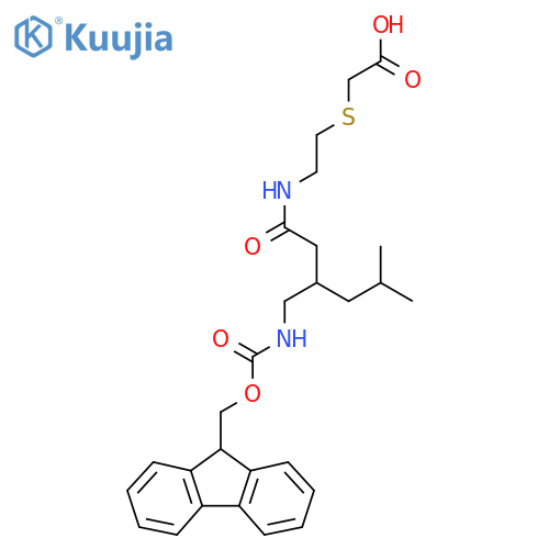 2-(2-{3-({(9H-fluoren-9-yl)methoxycarbonyl}amino)methyl-5-methylhexanamido}ethyl)sulfanylacetic acid structure