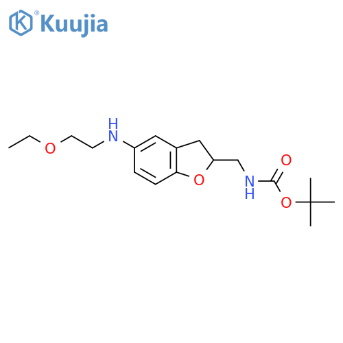 tert-butyl N-({5-(2-ethoxyethyl)amino-2,3-dihydro-1-benzofuran-2-yl}methyl)carbamate structure