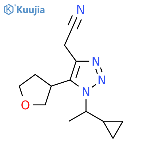 2-1-(1-cyclopropylethyl)-5-(oxolan-3-yl)-1H-1,2,3-triazol-4-ylacetonitrile structure