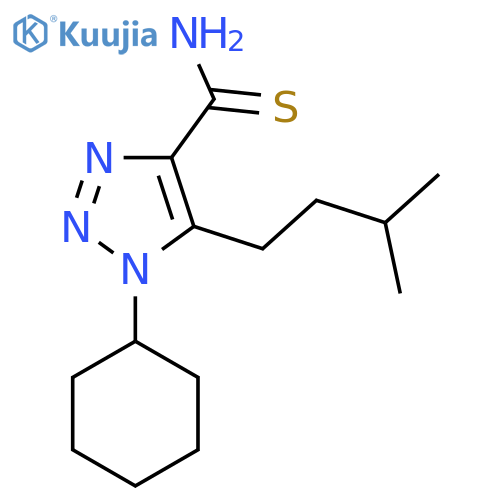 1-cyclohexyl-5-(3-methylbutyl)-1H-1,2,3-triazole-4-carbothioamide structure