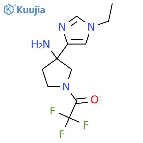 1-3-amino-3-(1-ethyl-1H-imidazol-4-yl)pyrrolidin-1-yl-2,2,2-trifluoroethan-1-one structure