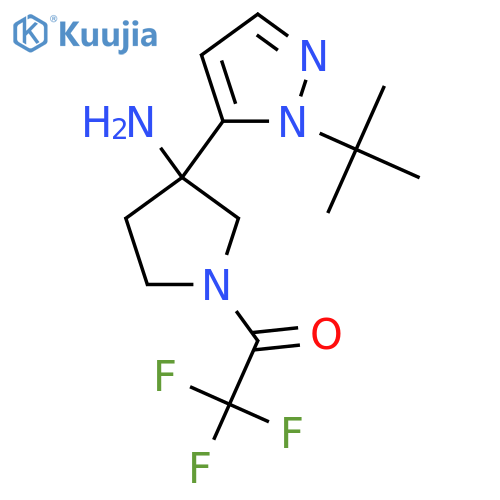 1-3-amino-3-(1-tert-butyl-1H-pyrazol-5-yl)pyrrolidin-1-yl-2,2,2-trifluoroethan-1-one structure
