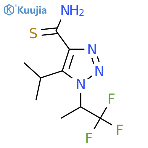 5-(propan-2-yl)-1-(1,1,1-trifluoropropan-2-yl)-1H-1,2,3-triazole-4-carbothioamide structure