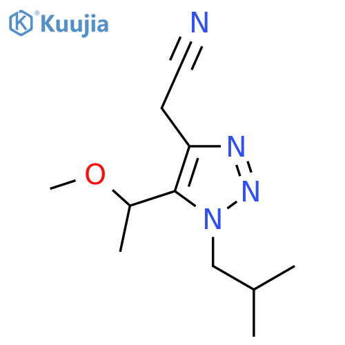 2-5-(1-methoxyethyl)-1-(2-methylpropyl)-1H-1,2,3-triazol-4-ylacetonitrile structure