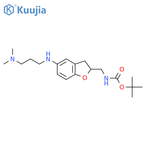 tert-butyl N-(5-{3-(dimethylamino)propylamino}-2,3-dihydro-1-benzofuran-2-yl)methylcarbamate structure