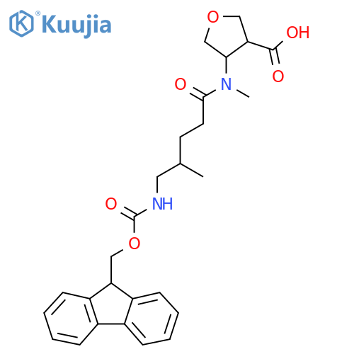 4-5-({(9H-fluoren-9-yl)methoxycarbonyl}amino)-N,4-dimethylpentanamidooxolane-3-carboxylic acid structure