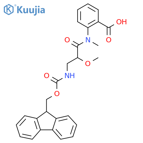 2-3-({(9H-fluoren-9-yl)methoxycarbonyl}amino)-2-methoxy-N-methylpropanamidobenzoic acid structure