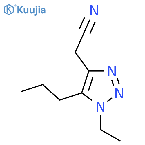 2-(1-ethyl-5-propyl-1H-1,2,3-triazol-4-yl)acetonitrile structure
