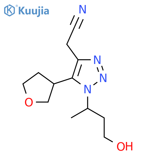 2-1-(4-hydroxybutan-2-yl)-5-(oxolan-3-yl)-1H-1,2,3-triazol-4-ylacetonitrile structure