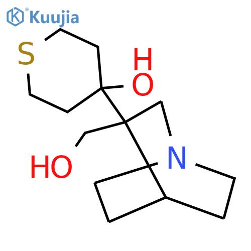 4-3-(hydroxymethyl)-1-azabicyclo2.2.2octan-3-ylthian-4-ol structure
