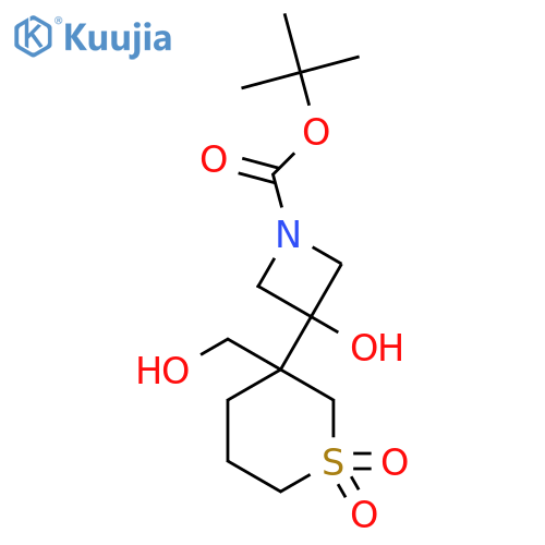 tert-butyl 3-hydroxy-3-3-(hydroxymethyl)-1,1-dioxo-1lambda6-thian-3-ylazetidine-1-carboxylate structure
