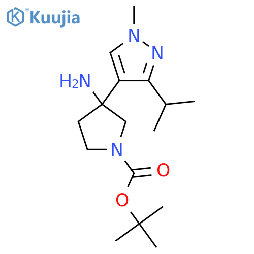 tert-butyl 3-amino-3-1-methyl-3-(propan-2-yl)-1H-pyrazol-4-ylpyrrolidine-1-carboxylate structure