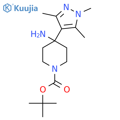 tert-butyl 4-amino-4-(trimethyl-1H-pyrazol-4-yl)piperidine-1-carboxylate structure