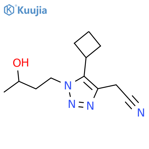 2-5-cyclobutyl-1-(3-hydroxybutyl)-1H-1,2,3-triazol-4-ylacetonitrile structure