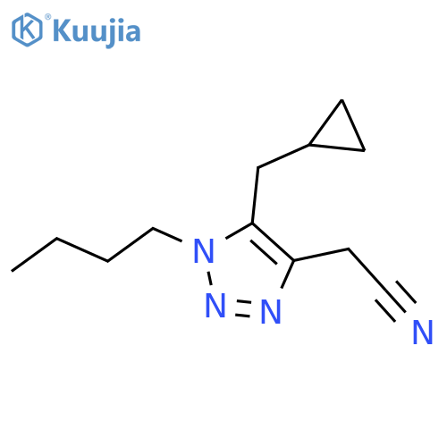 2-1-butyl-5-(cyclopropylmethyl)-1H-1,2,3-triazol-4-ylacetonitrile structure